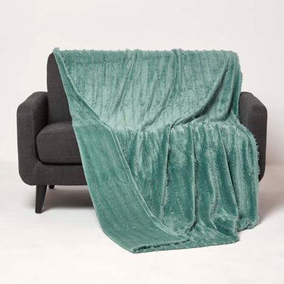 Homescapes Teal Soft Touch Fur Throw 130 x 180 cm DIY at B Q