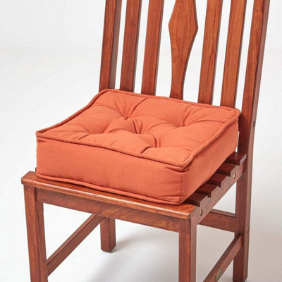 Homescapes Terracotta Cotton Dining Chair Booster Cushion DIY at B&Q