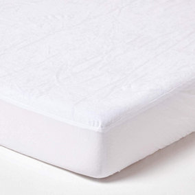 Homescapes Terry Towelling Waterproof Mattress Protector, Euro 140 x 200 cm