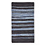 Homescapes Texas Leather & Denim Woven Striped Blue Rug, 120 x 170 cm