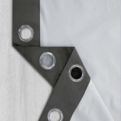 Homescapes Thermal 100% Blackout Grey Velvet Curtains, 117 x 183 cm (46" x 72")