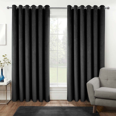 Homescapes Thermal 100 Blackout Grey Velvet Curtains, 168 x 137 cm (66