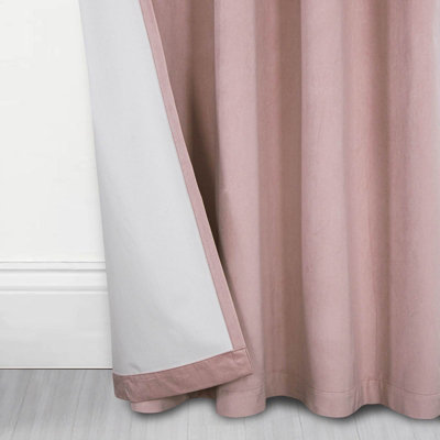 Homescapes Thermal 100% Blackout Pink Velvet Curtains, 168 x 229 cm (66" x 90")