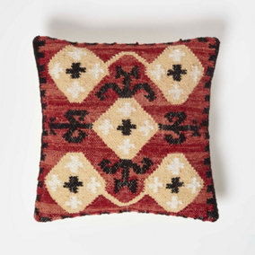 Homescapes Tirana Handwoven Traditional Red Kilim Cushion 45 x 45 cm