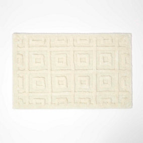 Homescapes Tufted Tile Bath Mat Cream Cotton Blend 50 x 80 cm