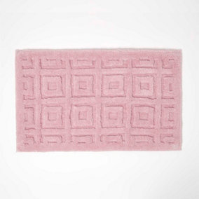 Homescapes Tufted Tile Pink Bath Mat Cotton Blend 50 x 80 cm