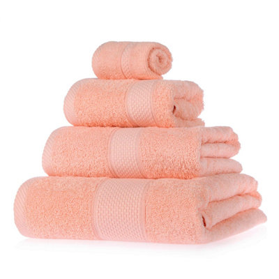Homescapes Turkish Cotton Peach Bath Towels Set DIY at B&Q
