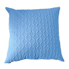 Homescapes Ultrasonic Blue Quilted Embossed Cushion Cover, 80 x 80 cm