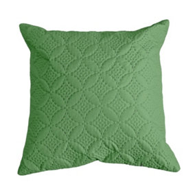 Homescapes Ultrasonic Green Quilted Embossed Cushion Cover, 40 x 40 cm