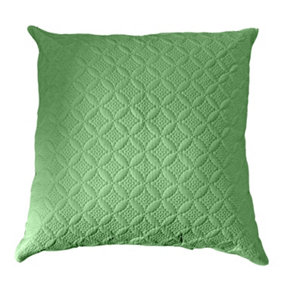 Homescapes Ultrasonic Green Quilted Embossed Cushion Cover, 80 x 80 cm