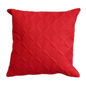 Homescapes Ultrasonic Red Quilted Embossed Cushion Cover, 40 x 40 cm