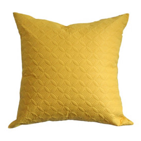 Homescapes Ultrasonic Yellow Quilted Embossed Cushion Cover, 80 x 80 cm