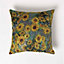 Homescapes Van Gogh Sunflowers Filled Velvet Cushion 46 x 46 cm