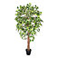 Homescapes Variegated Green Ficus Tree Artificial Plant with Twisted Trunk, 6 Ft