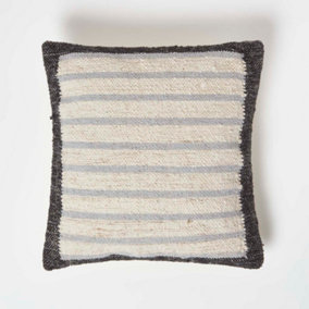 Homescapes Veria Handwoven Grey Stripe Kilim Cushion 45 x 45 cm