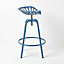 Homescapes Vintage Style Metal Blue Adjustable Tractor Seat Bar Stool