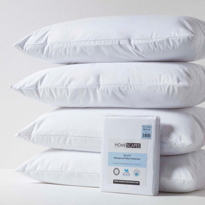 Homescapes Waterproof Pillow Protectors King Size, Pack of 4 DIY at B&Q