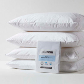 Homescapes Waterproof Pillow Protectors Standard Size, Pack of 4