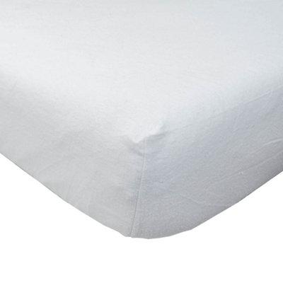 Homescapes White Brushed Cotton Fitted Sheet 100% Cotton Luxury ...