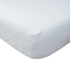 Homescapes White Brushed Cotton Fitted Sheet 100% Cotton Luxury Flannelette, King