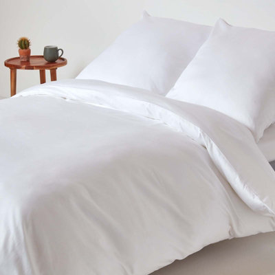 Homescapes White Continental Organic Cotton Duvet Cover Set 400 TC, 155 x 220 cm