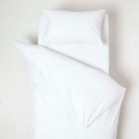 Homescapes White Cotton Cot Bed Duvet Cover Set 200 Thread Count