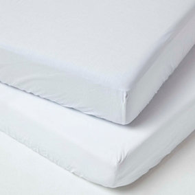 Homescapes White Cotton Cot Bed Fitted Sheets 200 Thread Count, 2 Pack