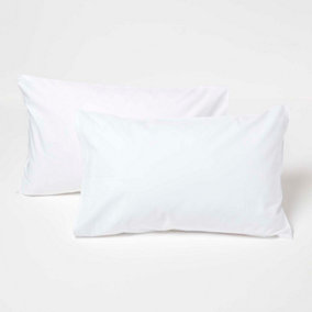 Homescapes White Cotton Kids Pillowcases 40 x 60 cm 200 Thread Count, 2 Pack