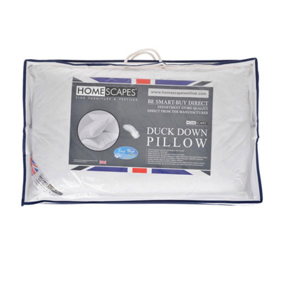 Homescapes White Duck Down Pillow