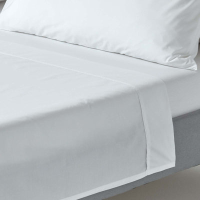 Homescapes White Egyptian Cotton Flat Sheet 200 TC, Double