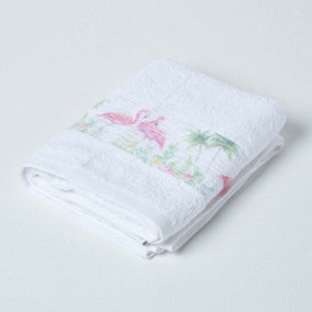 Homescapes White Flamingo Hand Towel