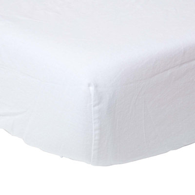 Homescapes White Linen Deep Fitted Sheet, King