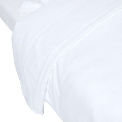 Homescapes White Linen Flat Sheet, Double