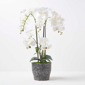 Homescapes White Orchid 82 cm Phalaenopsis in Ceramic Pot Extra Large, 4 Stems