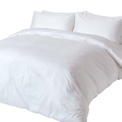 Homescapes White Organic Cotton Duvet Cover Set 400 Thread count, Double