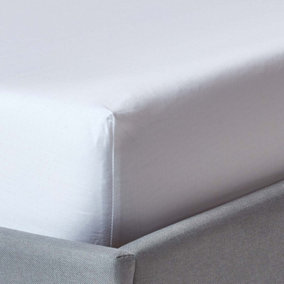 Homescapes White Organic Cotton Fitted Sheet 400 Thread count, Double