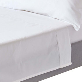 Homescapes White Organic Cotton Flat Sheet 400 Thread count, Double