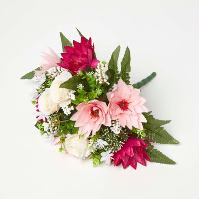 Homescapes White Rose & Pink Lotus Flower Bouquet