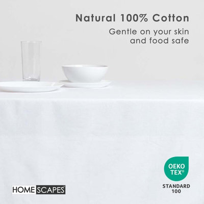 Homescapes White Tablecloth 137 x 178 cm