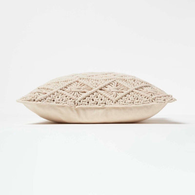 Homescapes Willow Handwoven Natural Macrame Cushion 45 x 45 cm