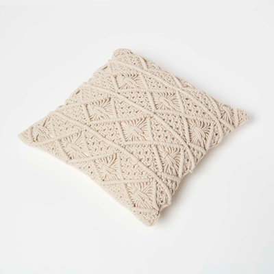 Homescapes Willow Handwoven Natural Macrame Cushion 45 x 45 cm