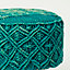 Homescapes Willow Macrame Teal Green Footstool