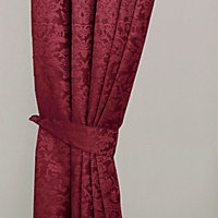 Homescapes Wine Red Velvet Jacquard Curtain Tie Back Pair