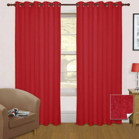Homescapes Wine Thermal Blackout Eyelet Curtain Pair, 66 x 54"