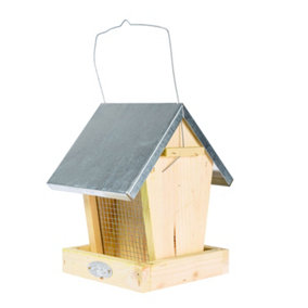 Homescapes Wooden Hanging Bird Box Hopper Feeder