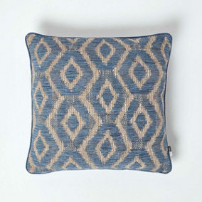 Homescapes Woven Ikat Blue Cushion