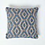 Homescapes Woven Ikat Blue Cushion