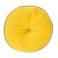 Homescapes Yellow and Grey Round Floor Cushion