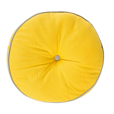 Homescapes Yellow and Grey Round Floor Cushion