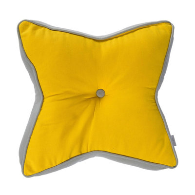 Homescapes Yellow and Grey Star Floor Cushion